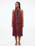 Nyekundu Midi Backless Dera