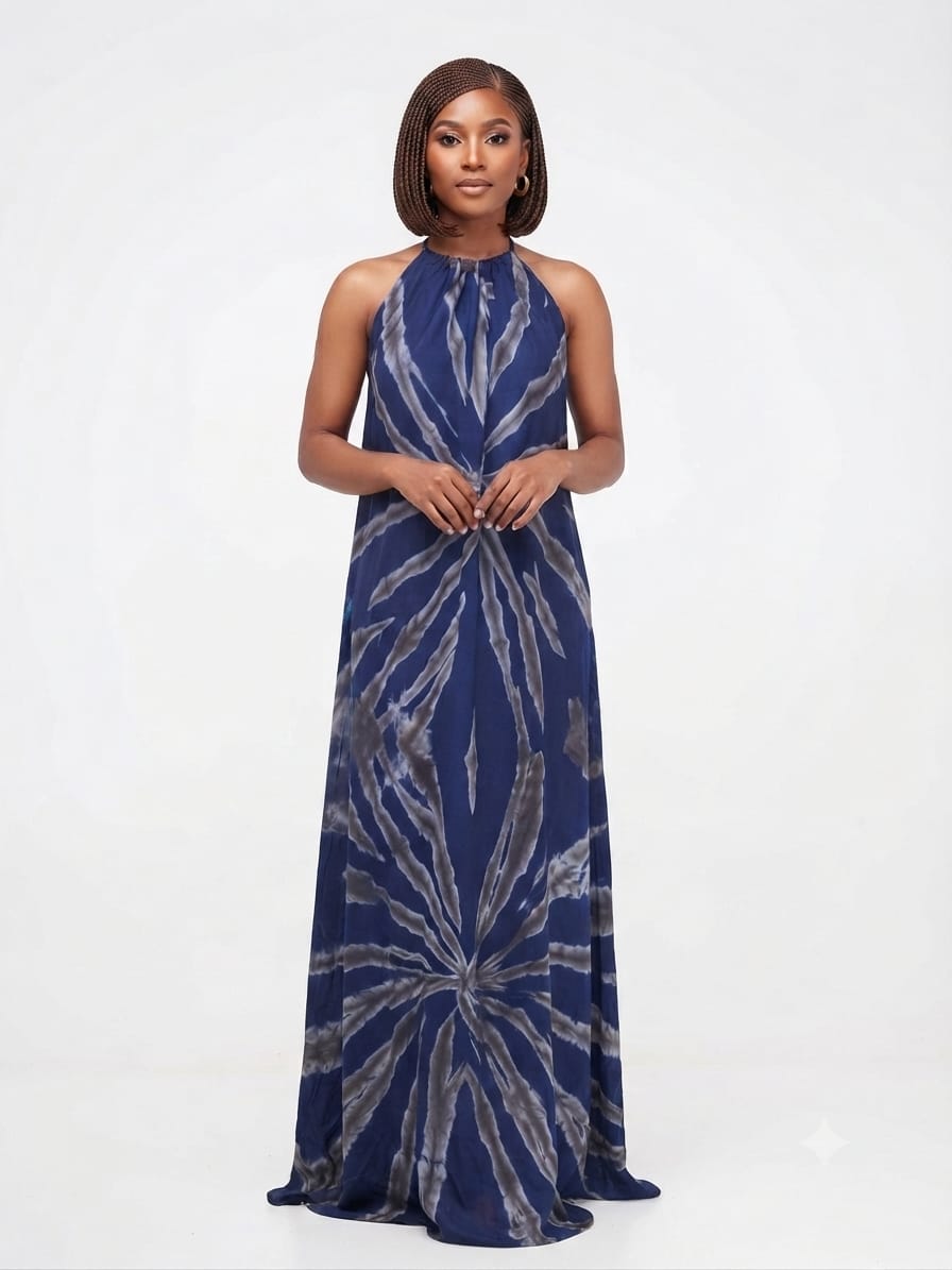 Navy Grey Backless Dera